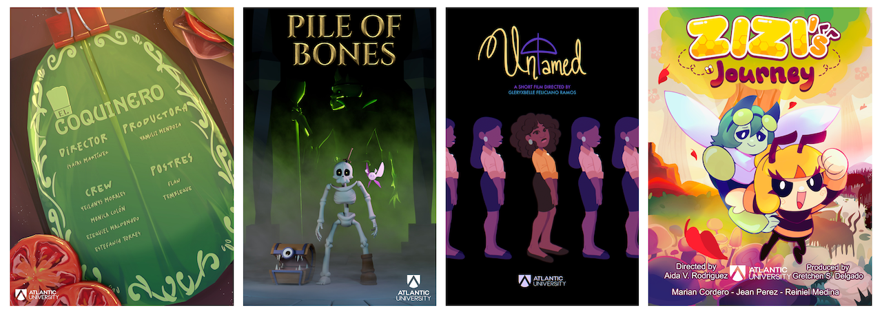 Imagen con los posters de los cortometrajes nominados.